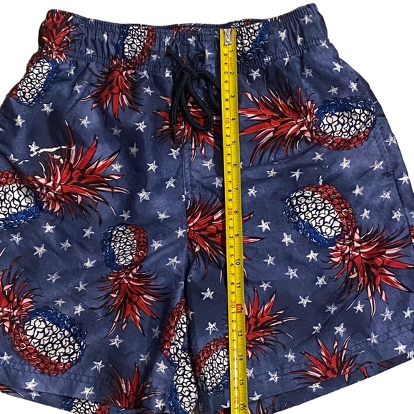 George Swim Trunk Shorts Mens Blue Pineapple Mesh Lining Patriotic Size S 28/30 - Picture 4 of 7